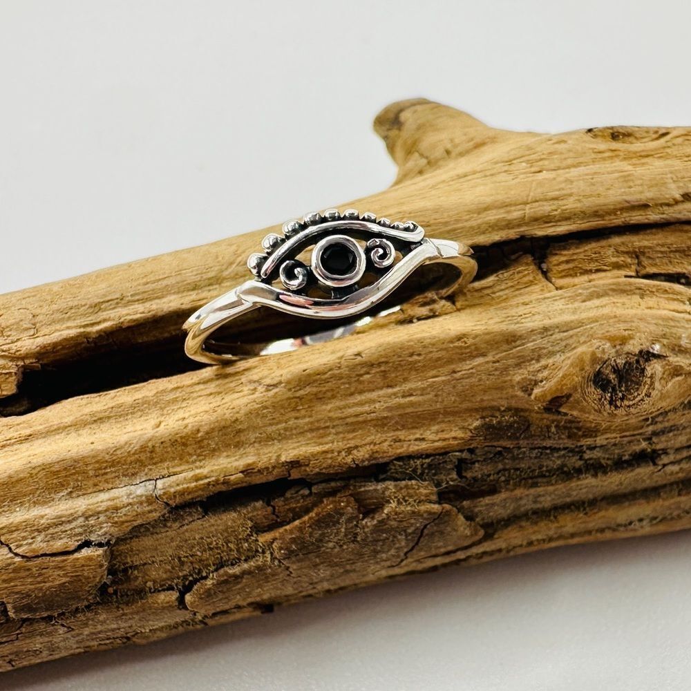 Evil Eye Sterling Silver CZ Ring Protection